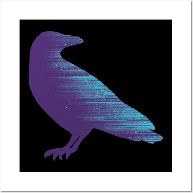 Vaporwave Crow Synthwave Style Radio Static Raven Wall Art by ichewsyou